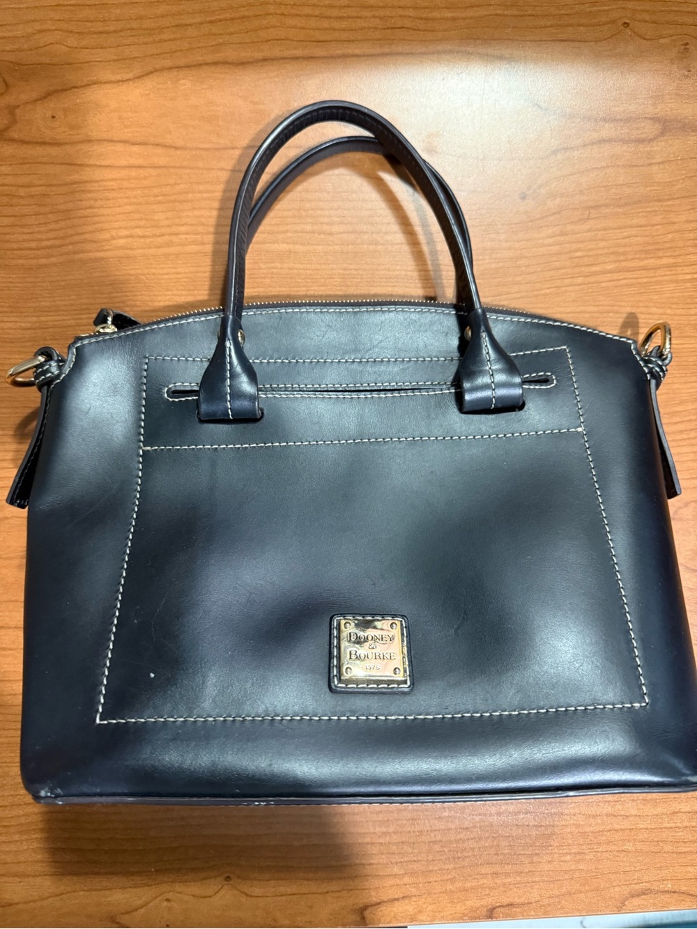 Dooney & Bourke Black Leather Satchel with Top Handles